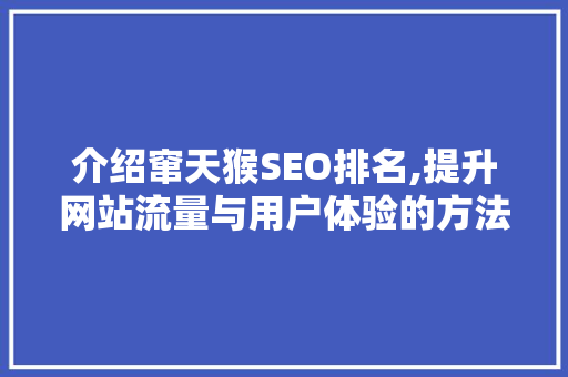 介绍窜天猴SEO排名,提升网站流量与用户体验的方法