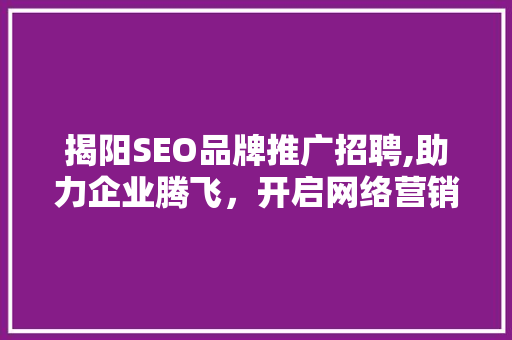 揭阳SEO品牌推广招聘,助力企业腾飞，开启网络营销新篇章