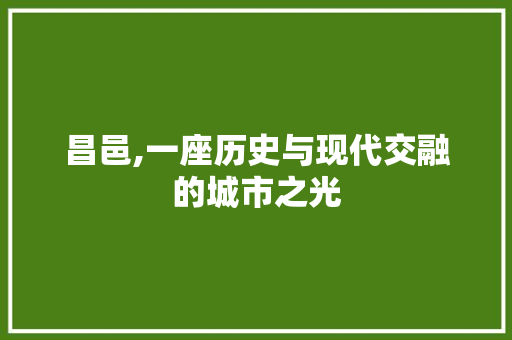 昌邑,一座历史与现代交融的城市之光