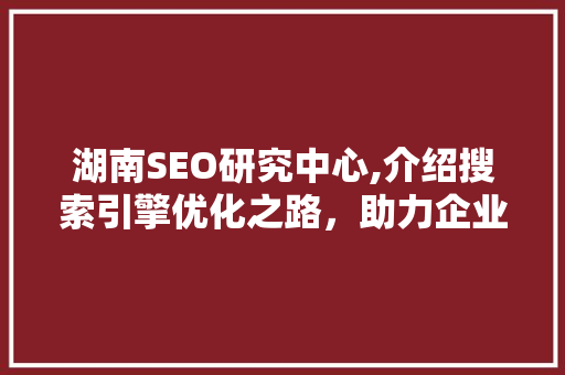 湖南SEO研究中心,介绍搜索引擎优化之路，助力企业腾飞