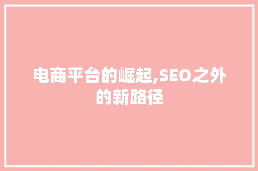 电商平台的崛起,SEO之外的新路径