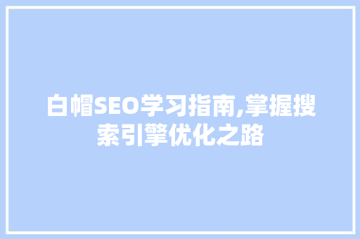 白帽SEO学习指南,掌握搜索引擎优化之路