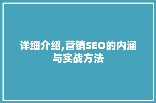详细介绍,营销SEO的内涵与实战方法