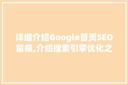 详细介绍Google首页SEO留痕,介绍搜索引擎优化之路