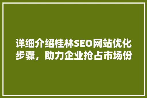 详细介绍桂林SEO网站优化步骤，助力企业抢占市场份额