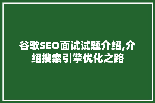 谷歌SEO面试试题介绍,介绍搜索引擎优化之路
