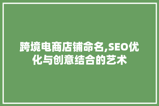 跨境电商店铺命名,SEO优化与创意结合的艺术