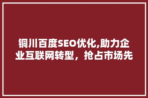 铜川百度SEO优化,助力企业互联网转型，抢占市场先机  第1张