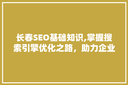 长春SEO基础知识,掌握搜索引擎优化之路，助力企业网站腾飞  第1张