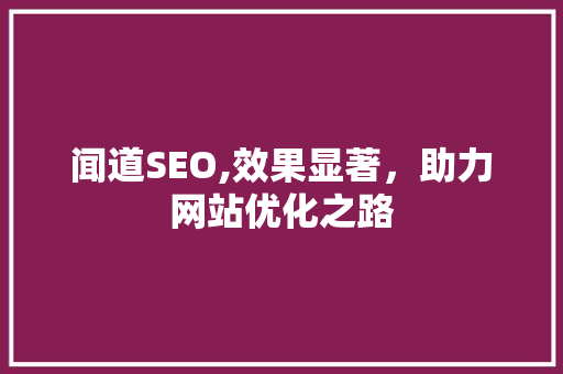 闻道SEO,效果显著，助力网站优化之路