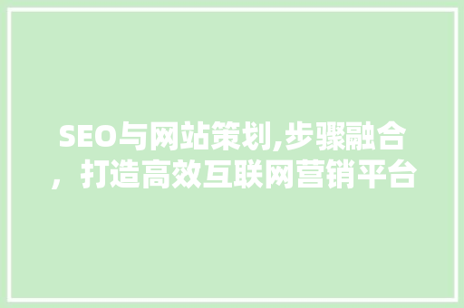 SEO与网站策划,步骤融合，打造高效互联网营销平台