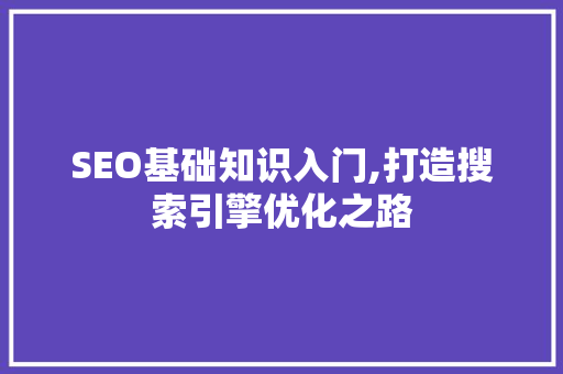 SEO基础知识入门,打造搜索引擎优化之路
