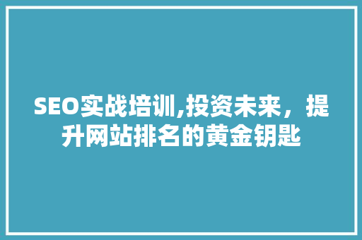SEO实战培训,投资未来，提升网站排名的黄金钥匙