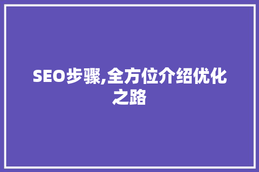 SEO步骤,全方位介绍优化之路