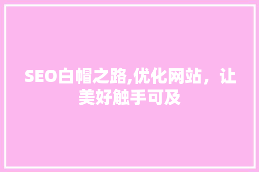 SEO白帽之路,优化网站，让美好触手可及