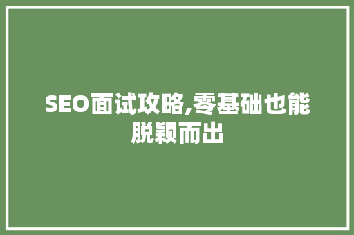 SEO面试攻略,零基础也能脱颖而出