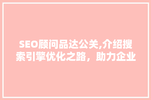SEO顾问品达公关,介绍搜索引擎优化之路，助力企业腾飞