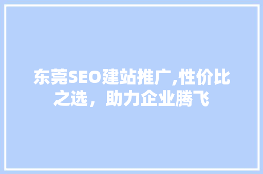 东莞SEO建站推广,性价比之选，助力企业腾飞