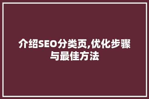 介绍SEO分类页,优化步骤与最佳方法