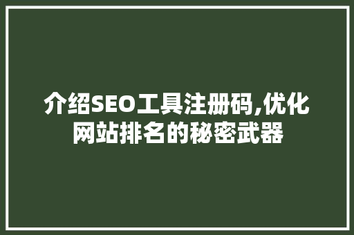 介绍SEO工具注册码,优化网站排名的秘密武器
