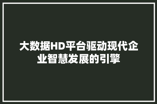 大数据HD平台驱动现代企业智慧发展的引擎  第1张