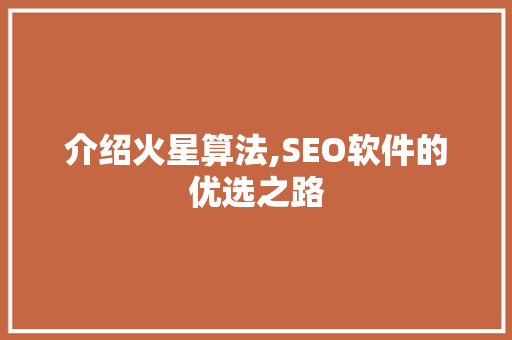 介绍火星算法,SEO软件的优选之路