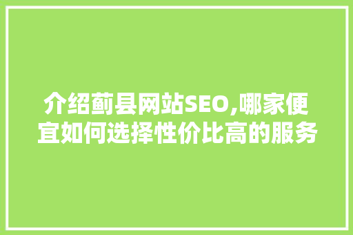 介绍蓟县网站SEO,哪家便宜如何选择性价比高的服务