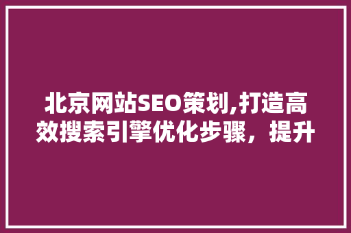 北京网站SEO策划,打造高效搜索引擎优化步骤，提升网站排名与流量  第1张