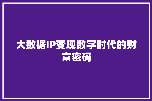 大数据IP变现数字时代的财富密码  第1张