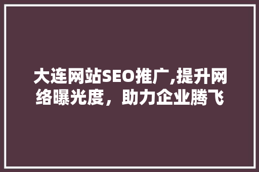大连网站SEO推广,提升网络曝光度，助力企业腾飞