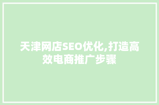 天津网店SEO优化,打造高效电商推广步骤  第1张