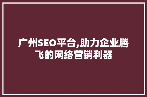 广州SEO平台,助力企业腾飞的网络营销利器