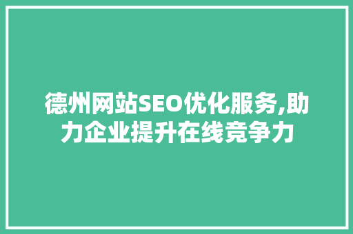 德州网站SEO优化服务,助力企业提升在线竞争力