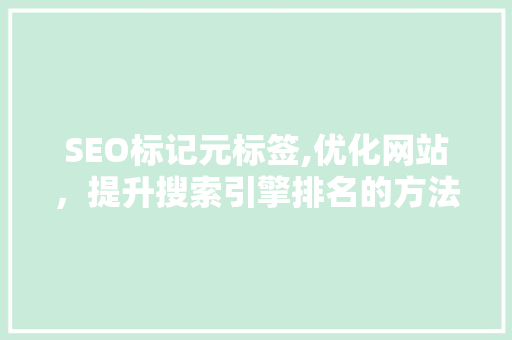 SEO标记元标签,优化网站，提升搜索引擎排名的方法