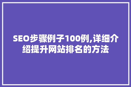 SEO步骤例子100例,详细介绍提升网站排名的方法  第1张