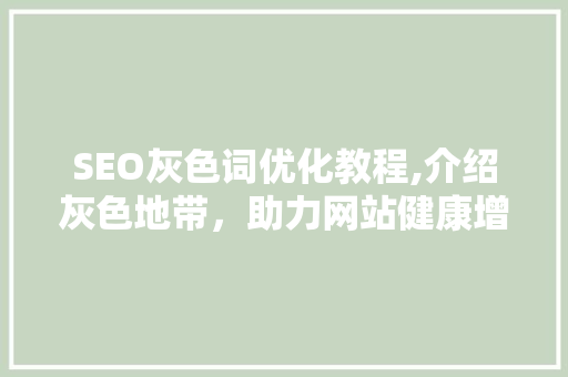 SEO灰色词优化教程,介绍灰色地带，助力网站健康增长  第1张