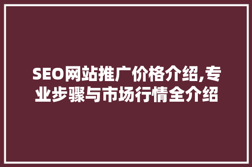 SEO网站推广价格介绍,专业步骤与市场行情全介绍