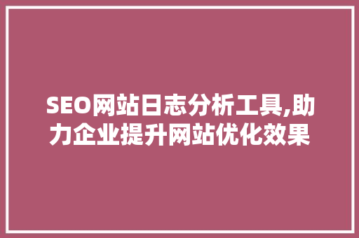 SEO网站日志分析工具,助力企业提升网站优化效果