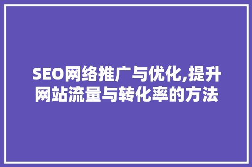SEO网络推广与优化,提升网站流量与转化率的方法