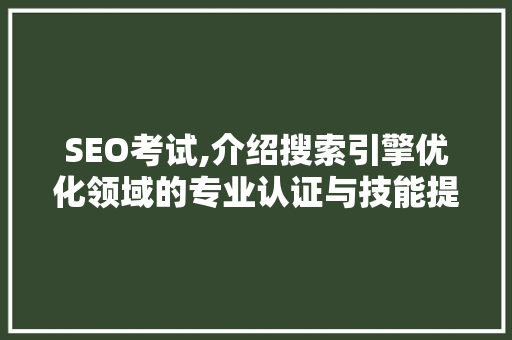 SEO考试,介绍搜索引擎优化领域的专业认证与技能提升
