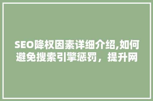 SEO降权因素详细介绍,如何避免搜索引擎惩罚，提升网站排名