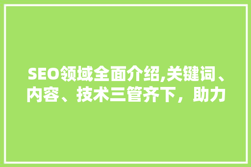 SEO领域全面介绍,关键词、内容、技术三管齐下，助力网站优化