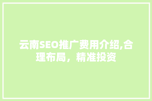 云南SEO推广费用介绍,合理布局，精准投资