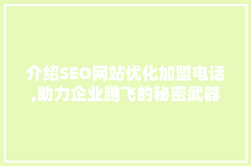 介绍SEO网站优化加盟电话,助力企业腾飞的秘密武器