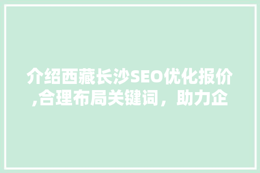 介绍西藏长沙SEO优化报价,合理布局关键词，助力企业腾飞