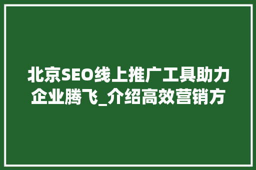 北京SEO线上推广工具助力企业腾飞_介绍高效营销方法
