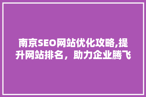 南京SEO网站优化攻略,提升网站排名，助力企业腾飞