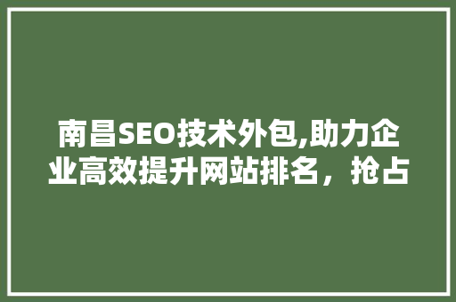 南昌SEO技术外包,助力企业高效提升网站排名，抢占市场先机