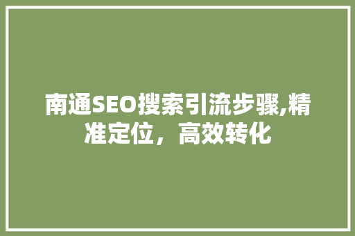 南通SEO搜索引流步骤,精准定位，高效转化