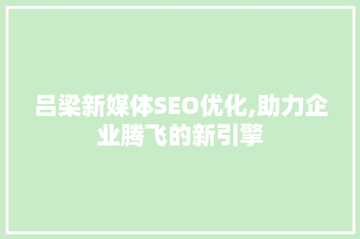 吕梁新媒体SEO优化,助力企业腾飞的新引擎